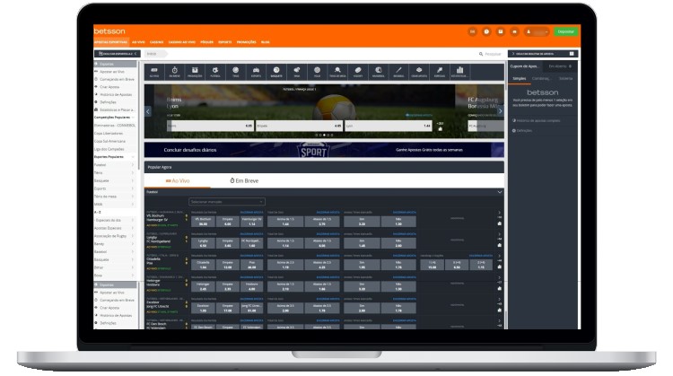 Site da Betsson no desktop