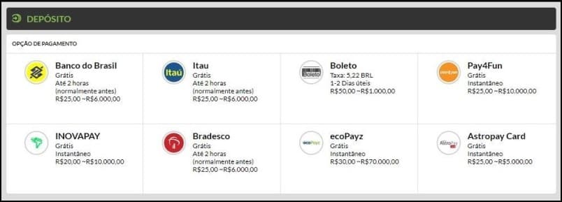 Métodos de depósito no 188BET Brasil