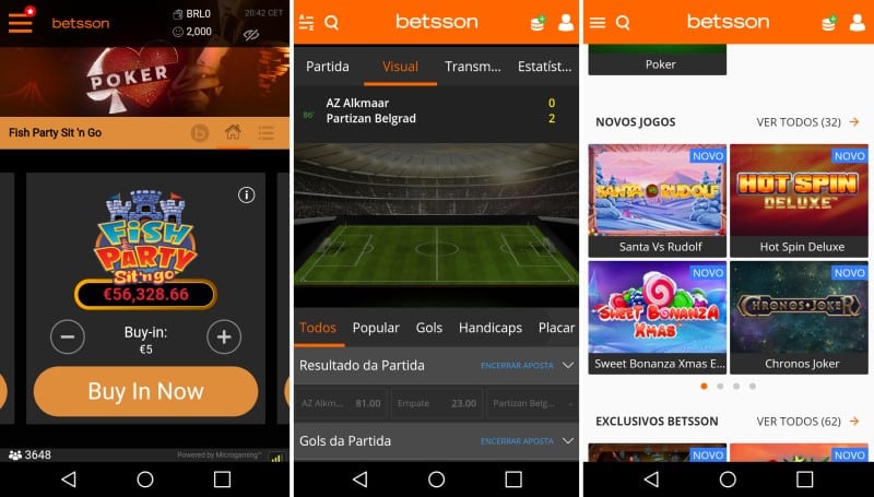 Betsson app é leve e simples de usar