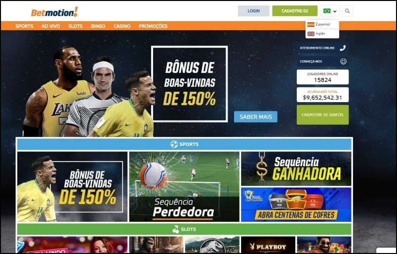 Homepage do Betmotion Brasil