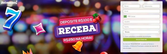 Banner do bônus de boas-vindas do Betmotion Casino