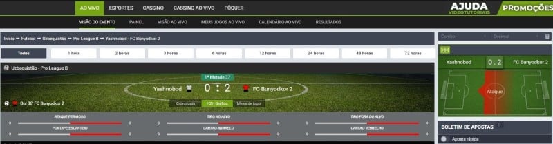 tela de jogo de futebol no Suprabets