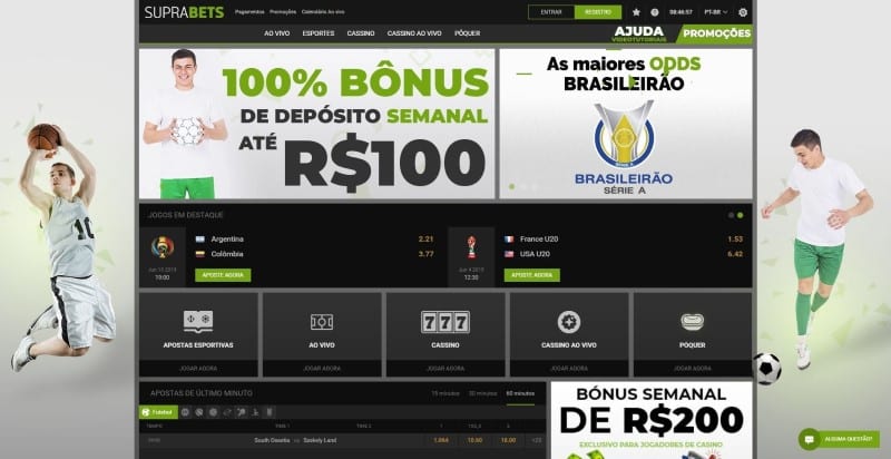 homepage do site de apostas Suprabets