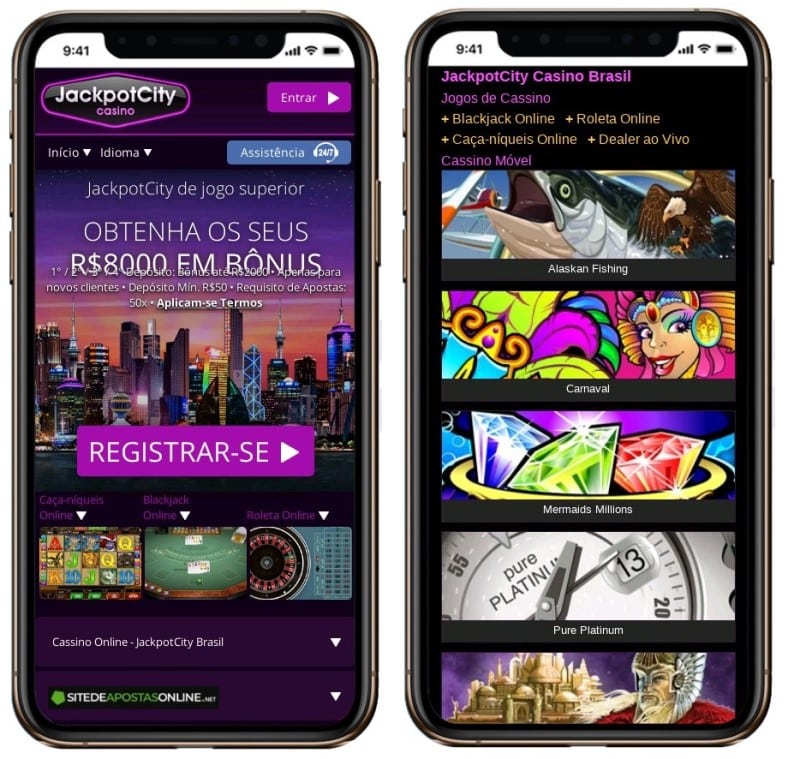 Não há um JackpotCity App, apenas site responsivo