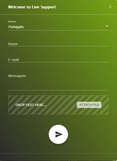 janela de suporte ao cliente do Suprabets