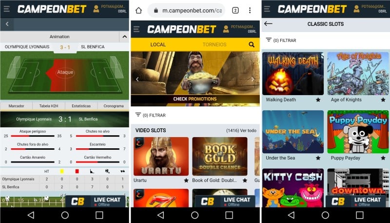 Site responsivo para mobile do Campeonbet Brasil
