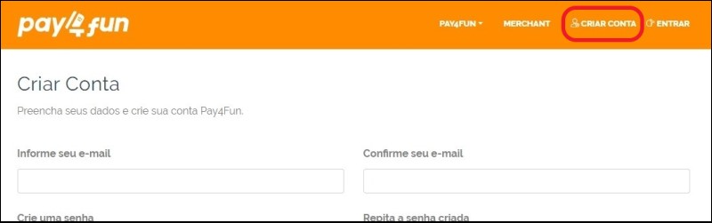 Fazer o cadastro no Pay4Fun é simples