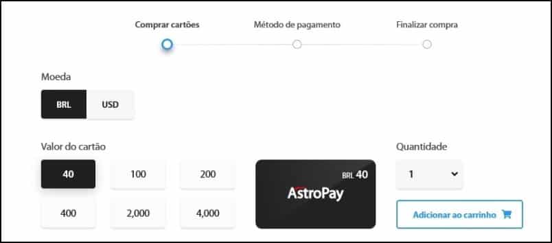 Comprar um cartão AstroPay é muito fácil