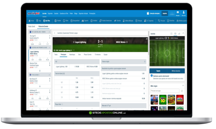 plataforma do Sportingbet no laptop