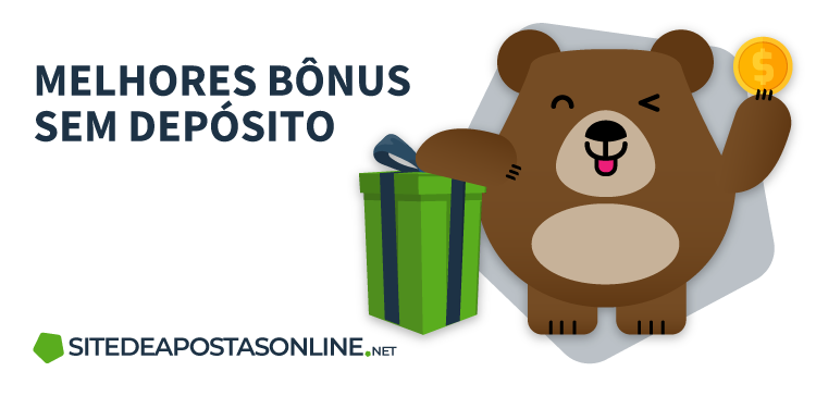 mascote Betto celebrando ao lado de um presente e frase melhores bônus sem depósito