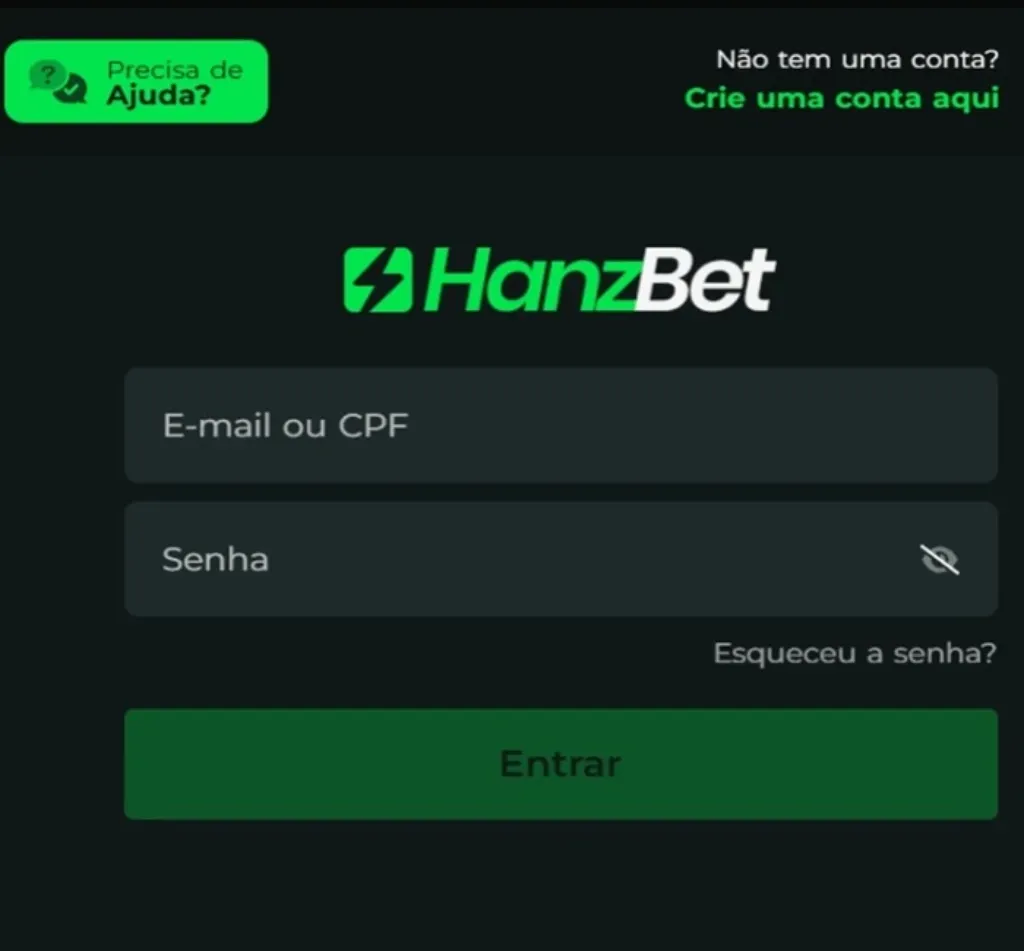 Seção de Login do Site HanzBet
